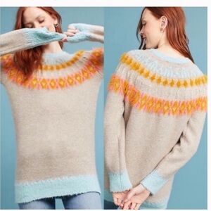 Anthropologie Sleeping on Snow Women's Cordelia Fairisle tunic sweater Small